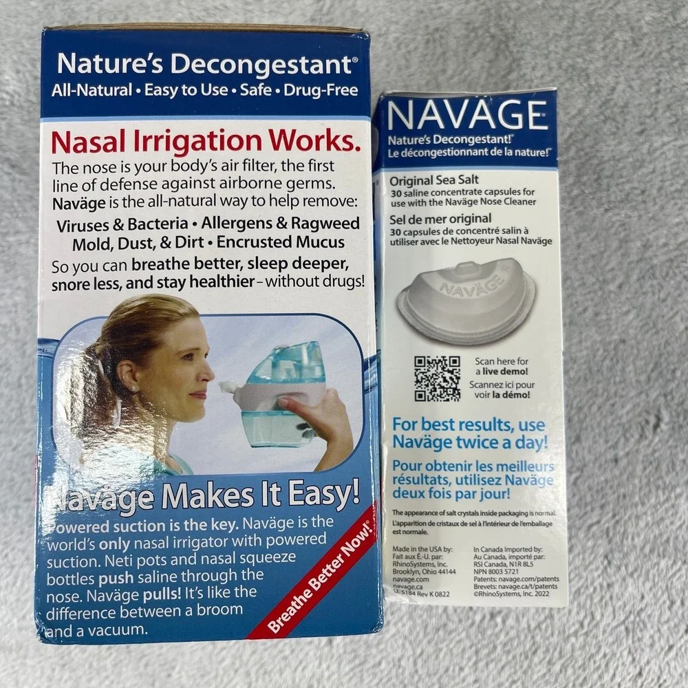 Navage Nasal Irrigation Starter Bundle: Navage Nose Cleaner W/ 30 Salt Pods